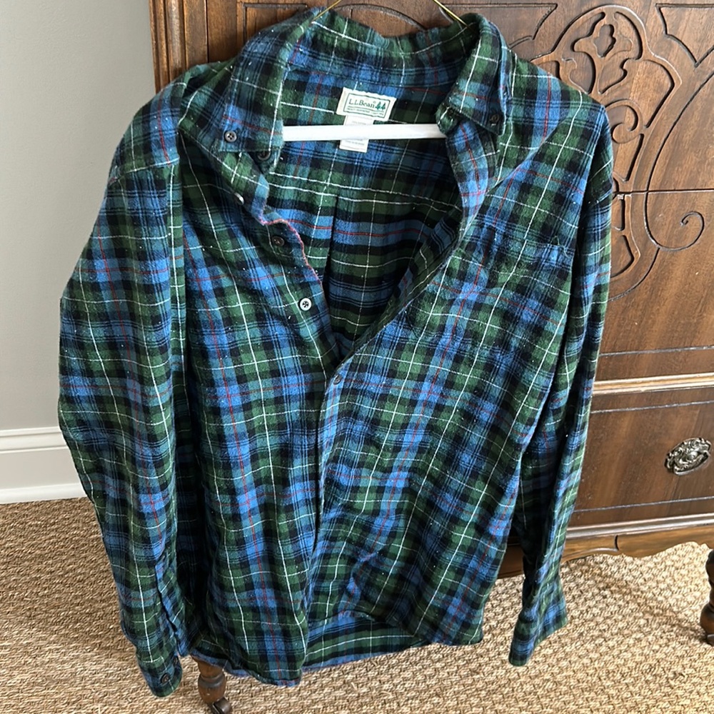 LL Bean Plaid Flannel Button Down Shirt